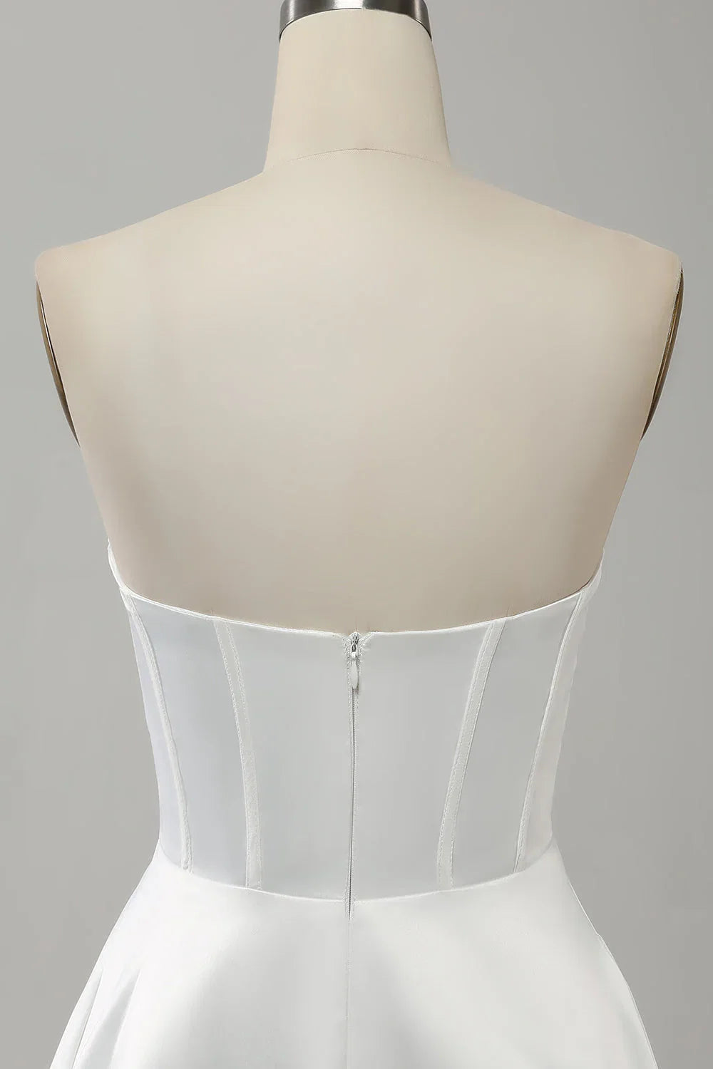 White A-Line Strapless High Slit Dress - Chloe Dress