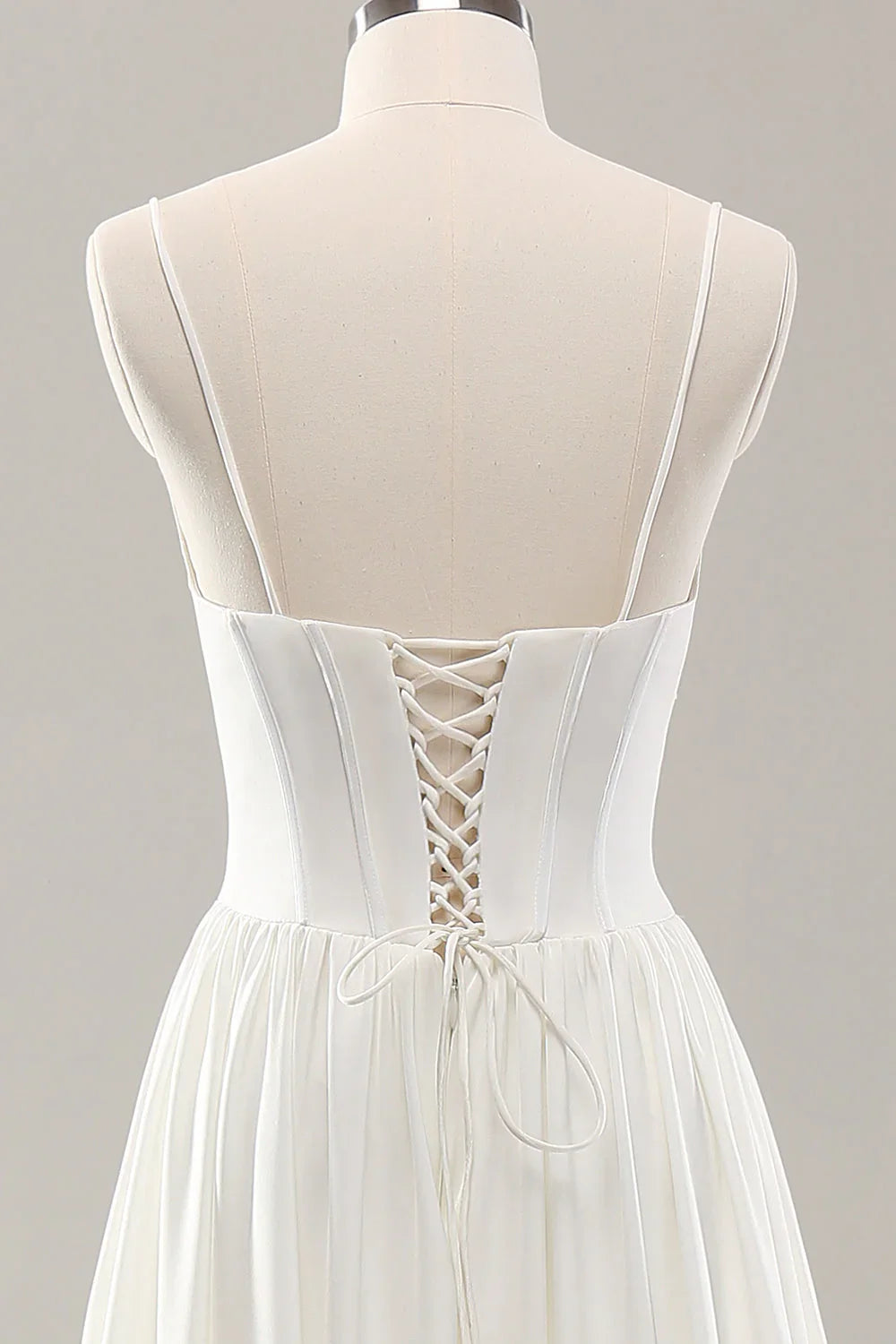 White Satin High Slit Wedding Dress - Chloe Dress