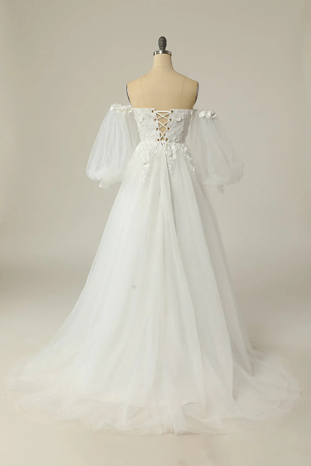 Ivory A-Line Off-Shoulder Long Sleeve Wedding Dress - Chloe Dress