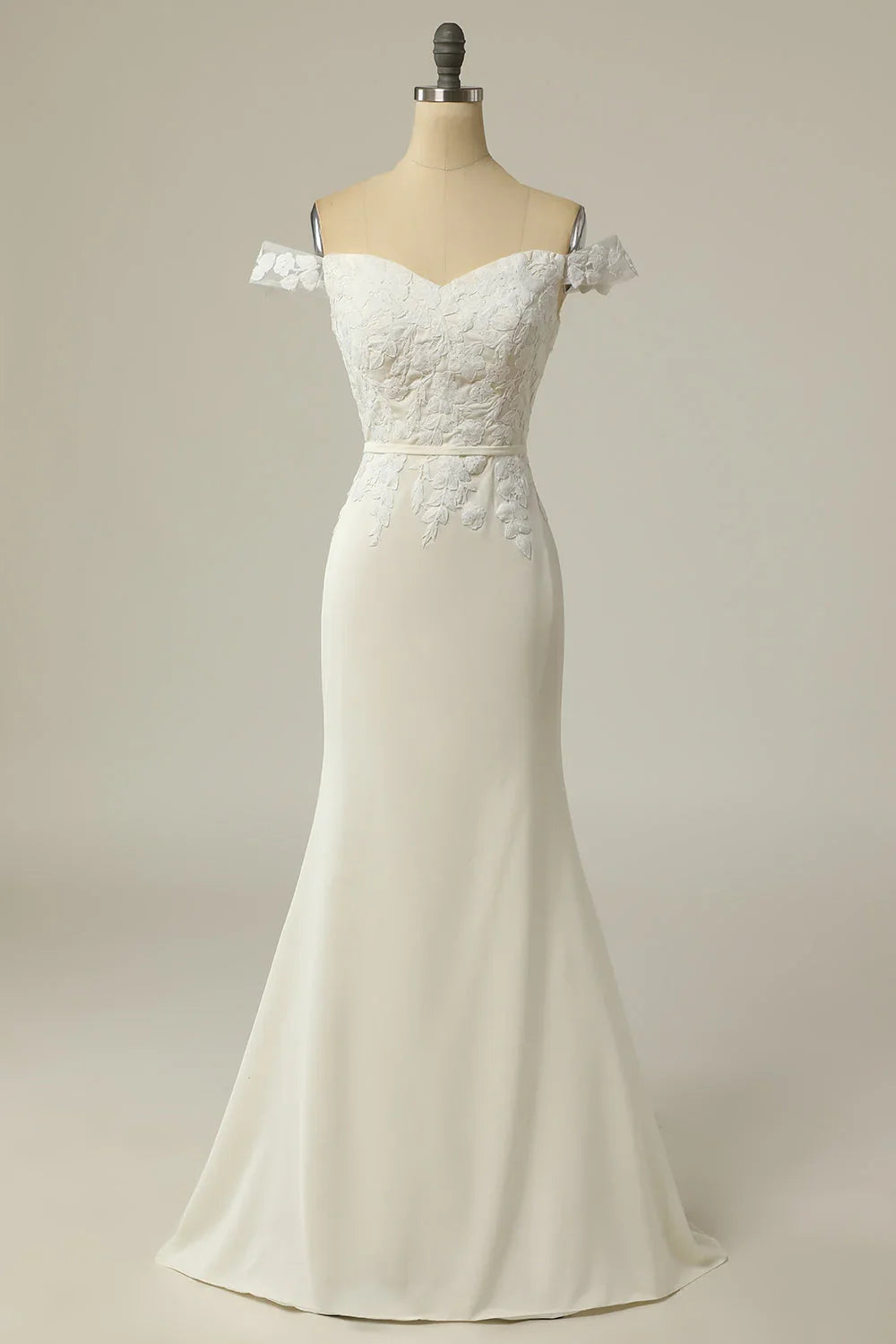 White Off-Shoulder Sleeveless Wedding Dress - Chloe Dress
