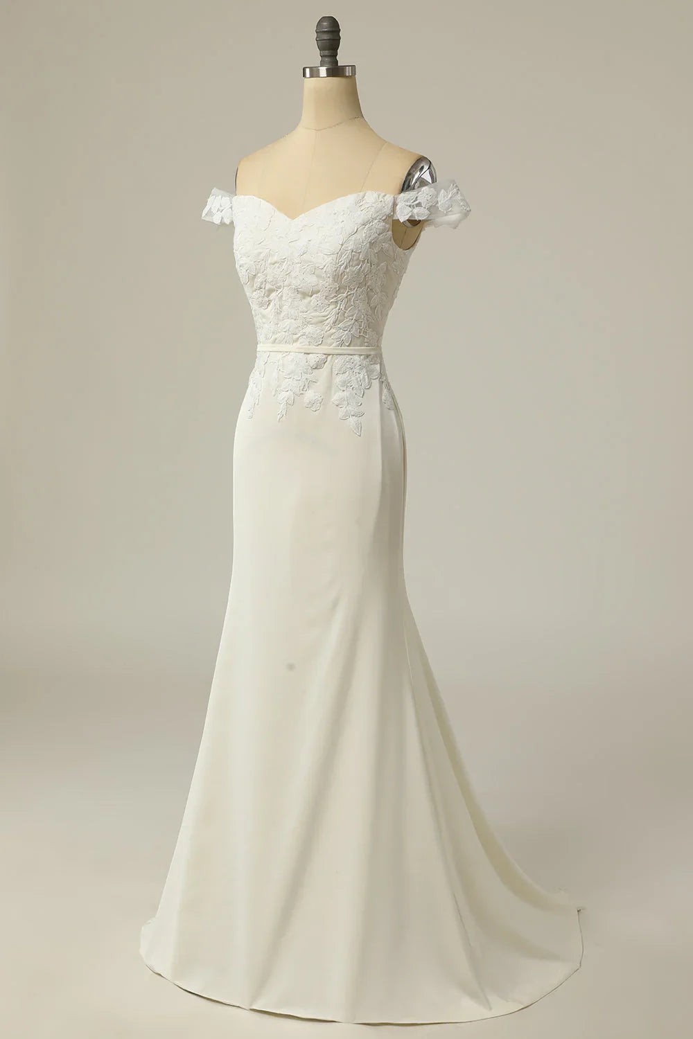 White Off-Shoulder Sleeveless Wedding Dress - Chloe Dress