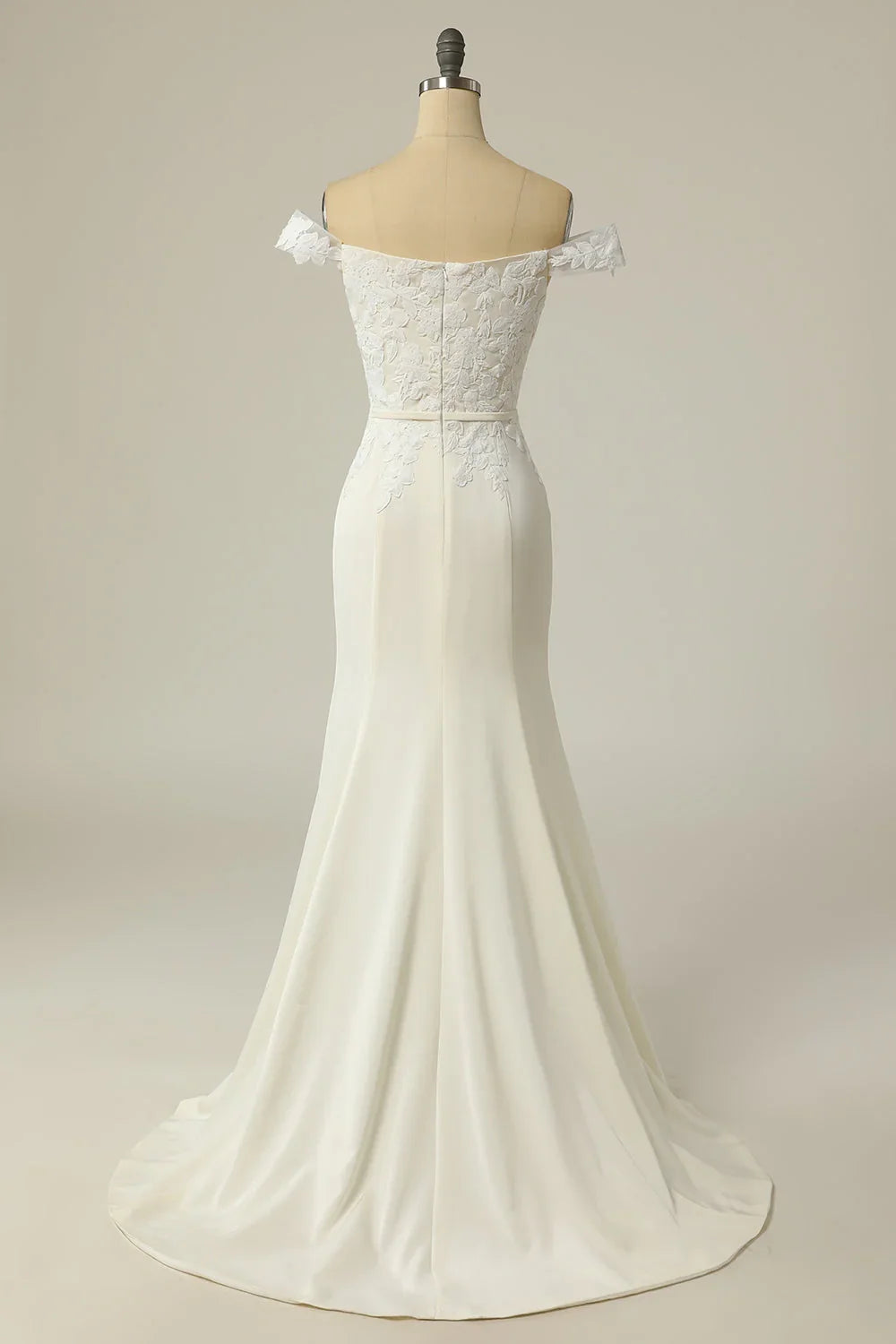 White Off-Shoulder Sleeveless Wedding Dress - Chloe Dress
