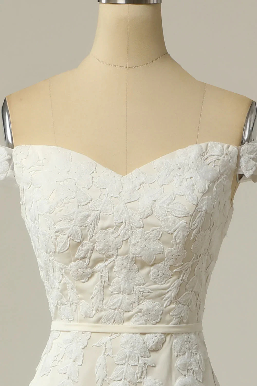 White Off-Shoulder Sleeveless Wedding Dress - Chloe Dress