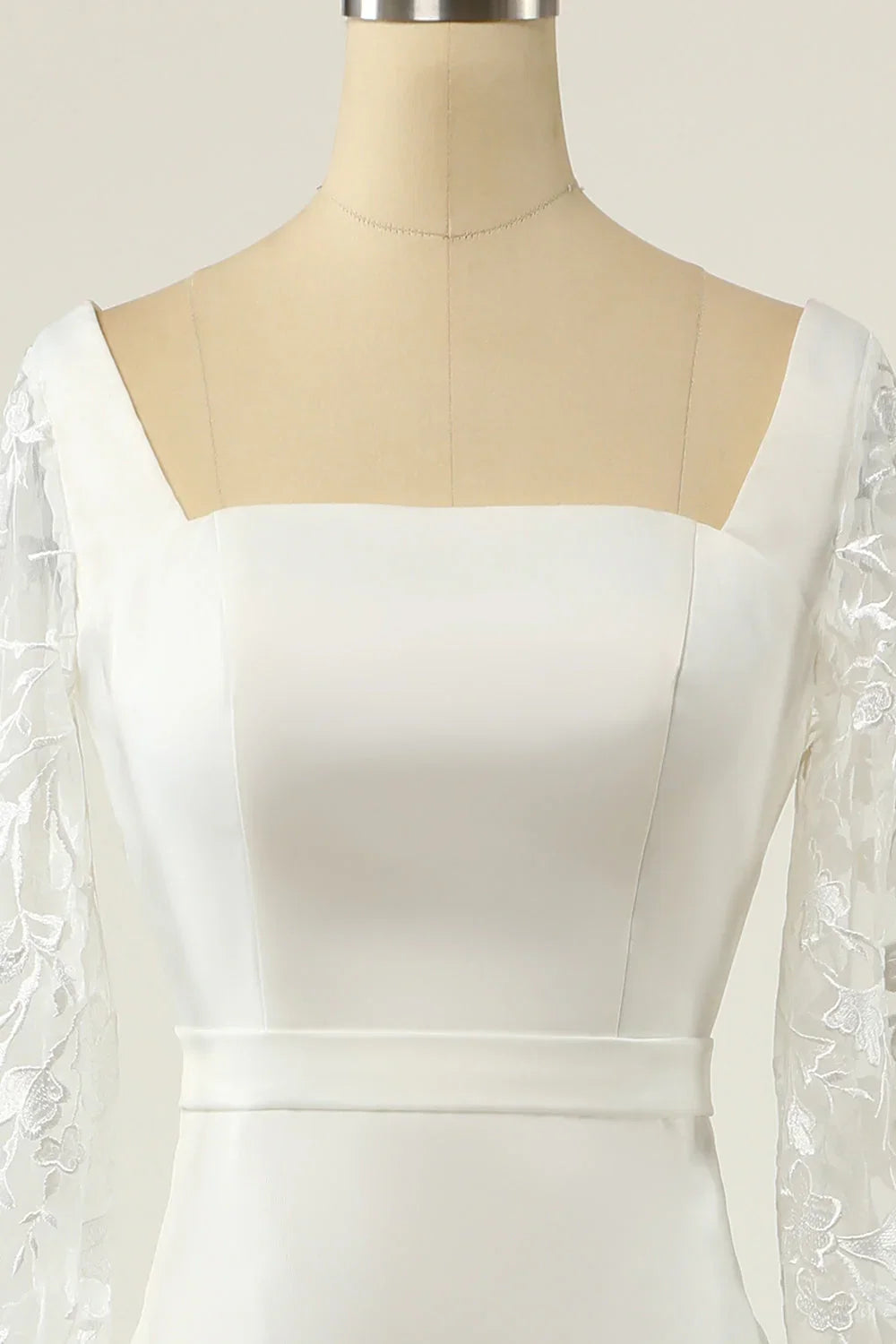 White Long Sleeve Backless Floor-Length Wedding Dress - Chloe Dress