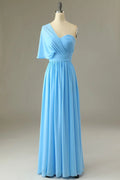 Blue One-Shoulder Wedding Dress - Chloe Dress