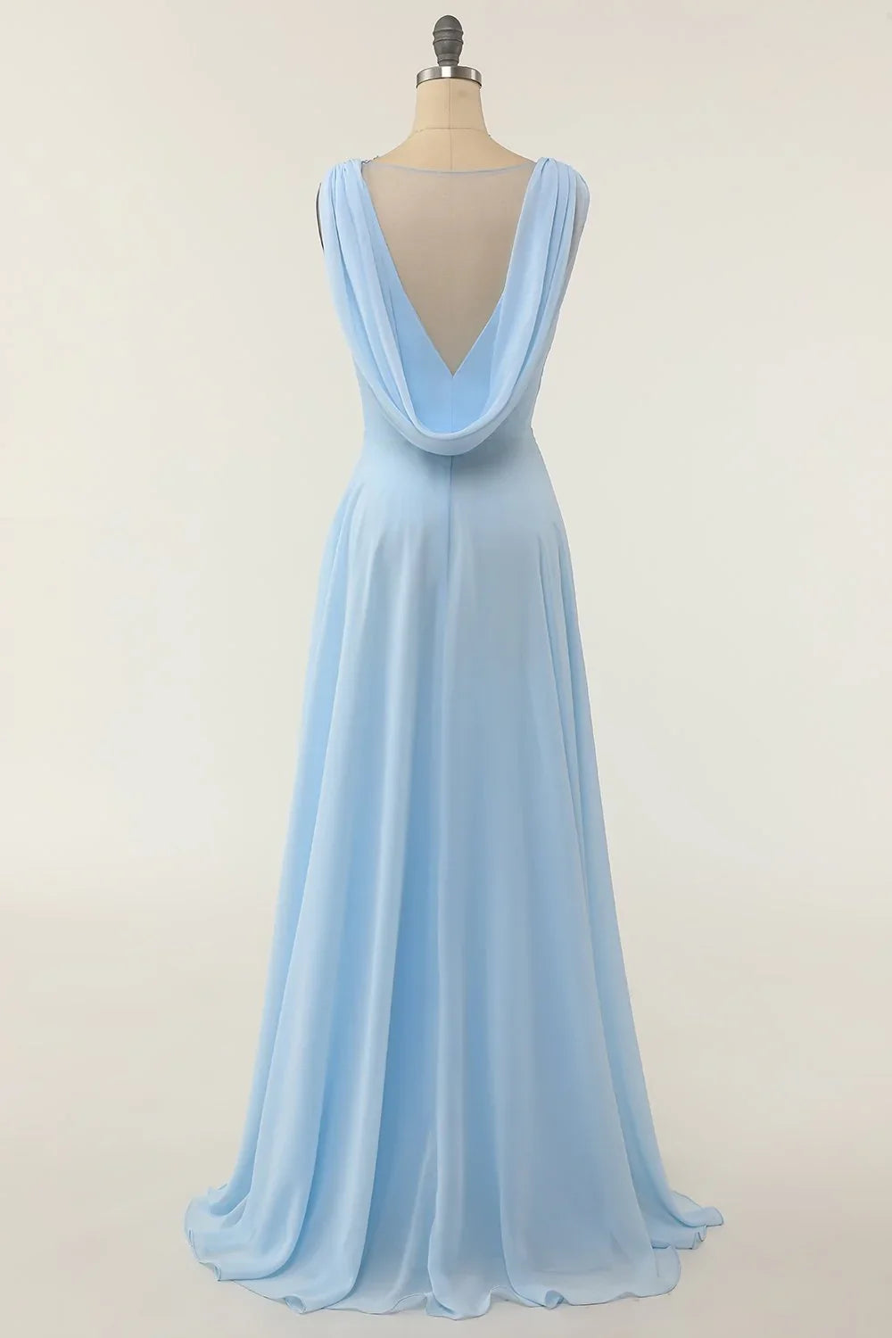 Blue V-Neck Ruffled Wedding Dress - Chloe Dress