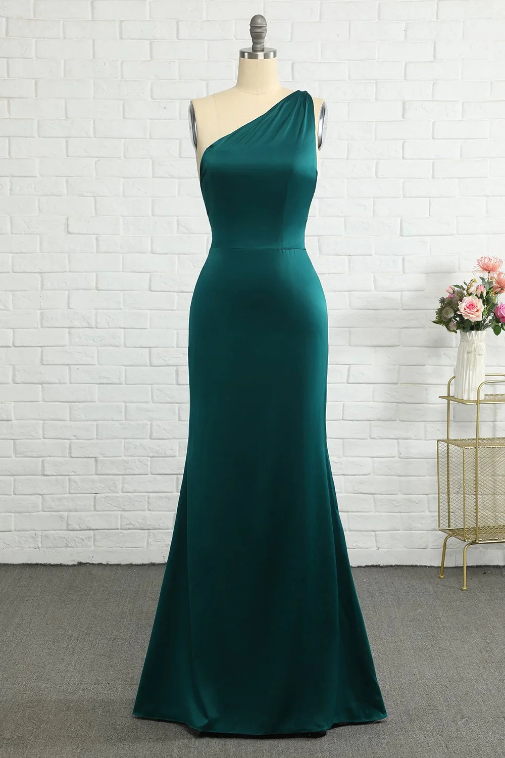 Green One-Shoulder Wedding Dress - Chloe Dress