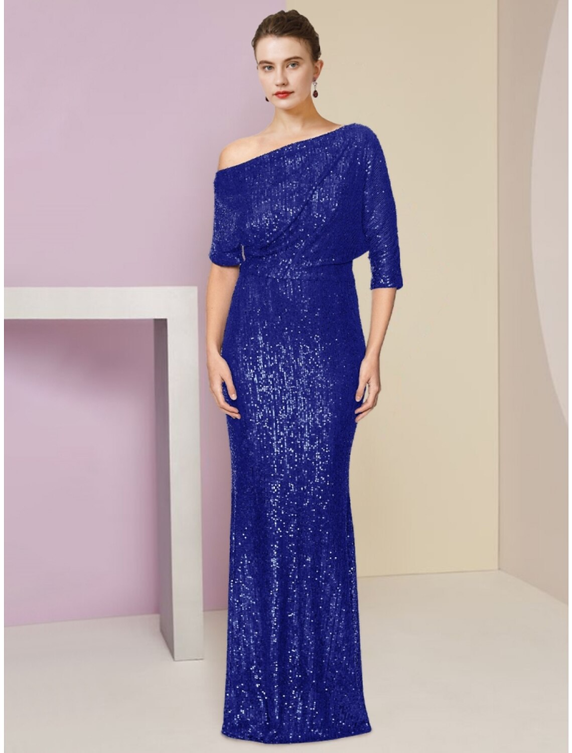 Sheath Off-Shoulder Sequin Train Wedding Dress - Chloe Dress