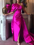 Mermaid One-Shoulder Satin Sleeveless High Slit Evening Gown - Chloe Dress