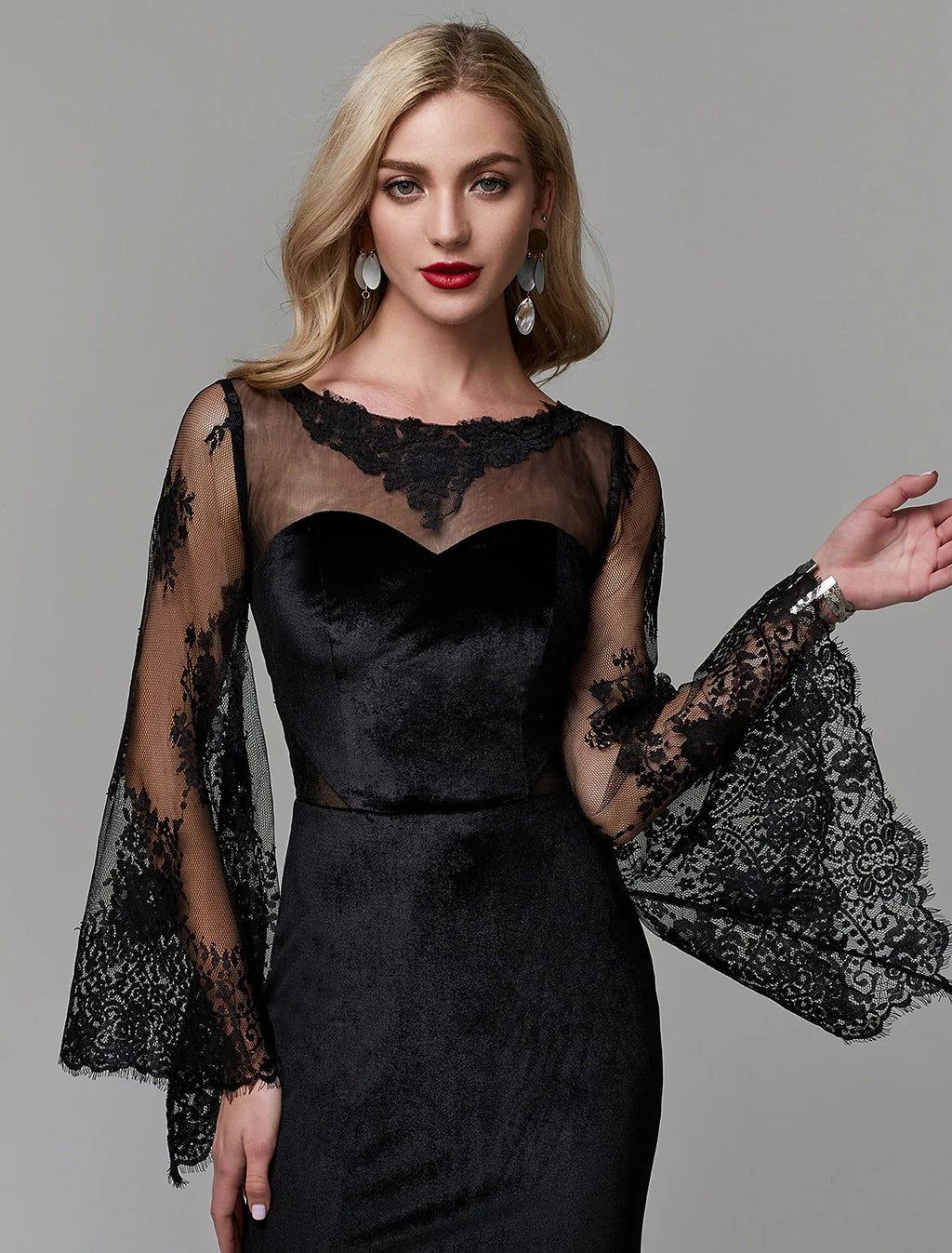 Sheath Illusion Lace Long Sleeve Floor-Length Wedding Dress - Chloe Dress