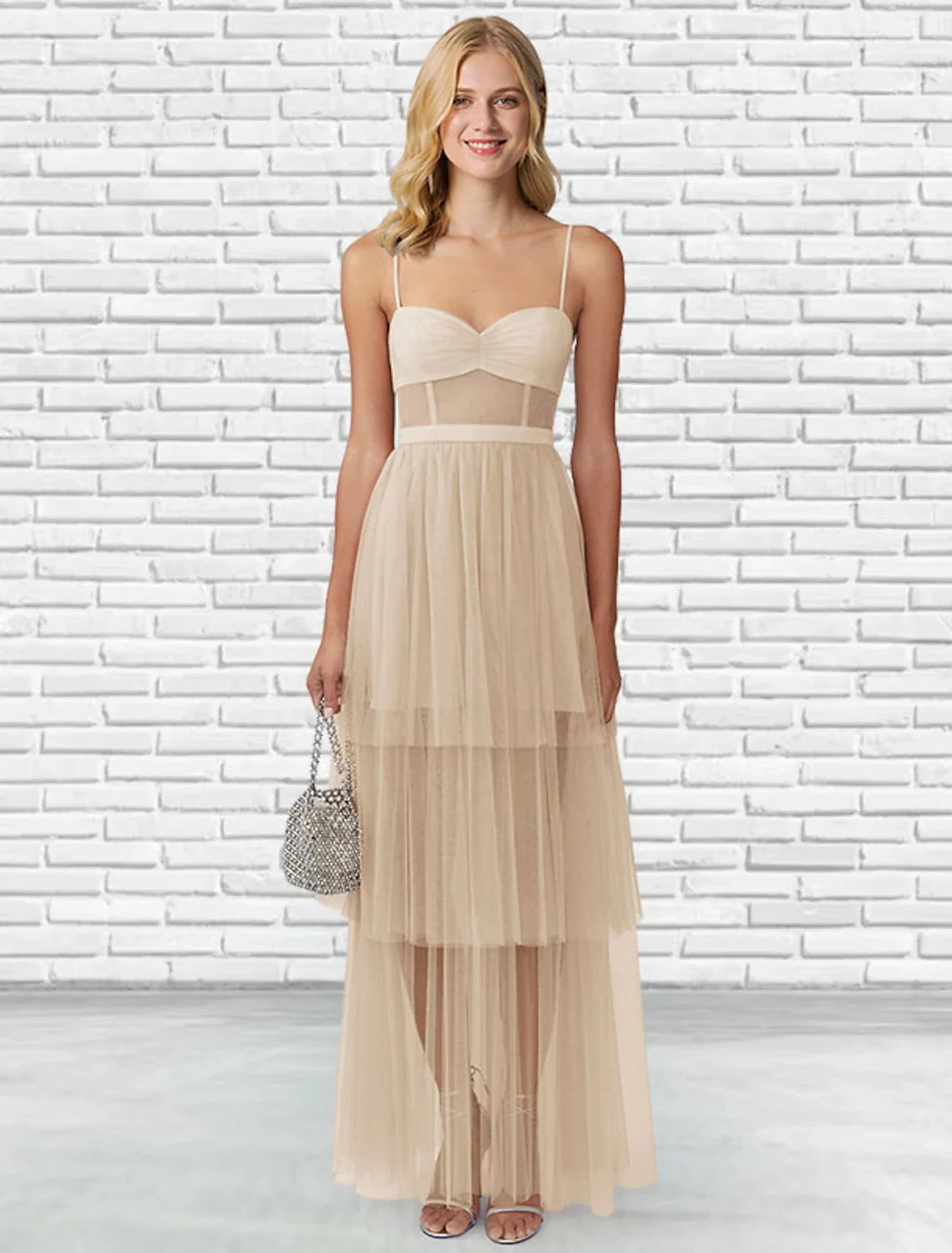 Ball Gown Sweetheart Tulle Sleeveless Backless Tiered Floor-Length Prom Gown - Chloe Dress