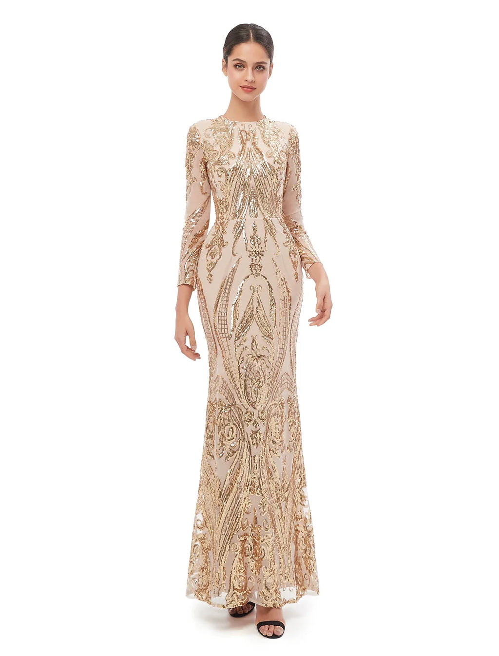 Mermaid Sequin Long Sleeve Evening Dress - Chloe Dress