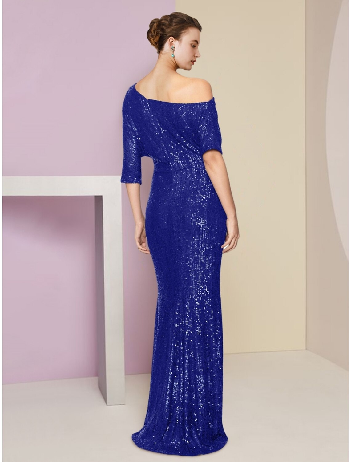 Sheath Off-Shoulder Sequin Train Wedding Dress - Chloe Dress