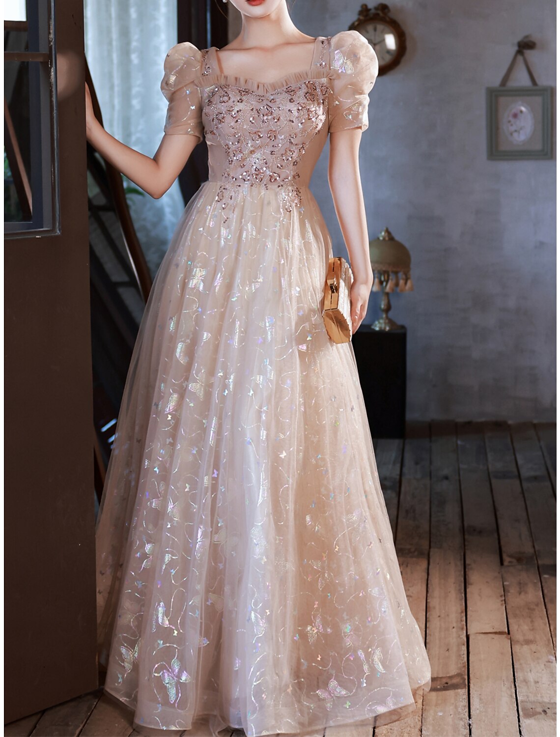 A-Line Sweetheart Satin Applique Floor-Length Prom Dress - Chloe Dress