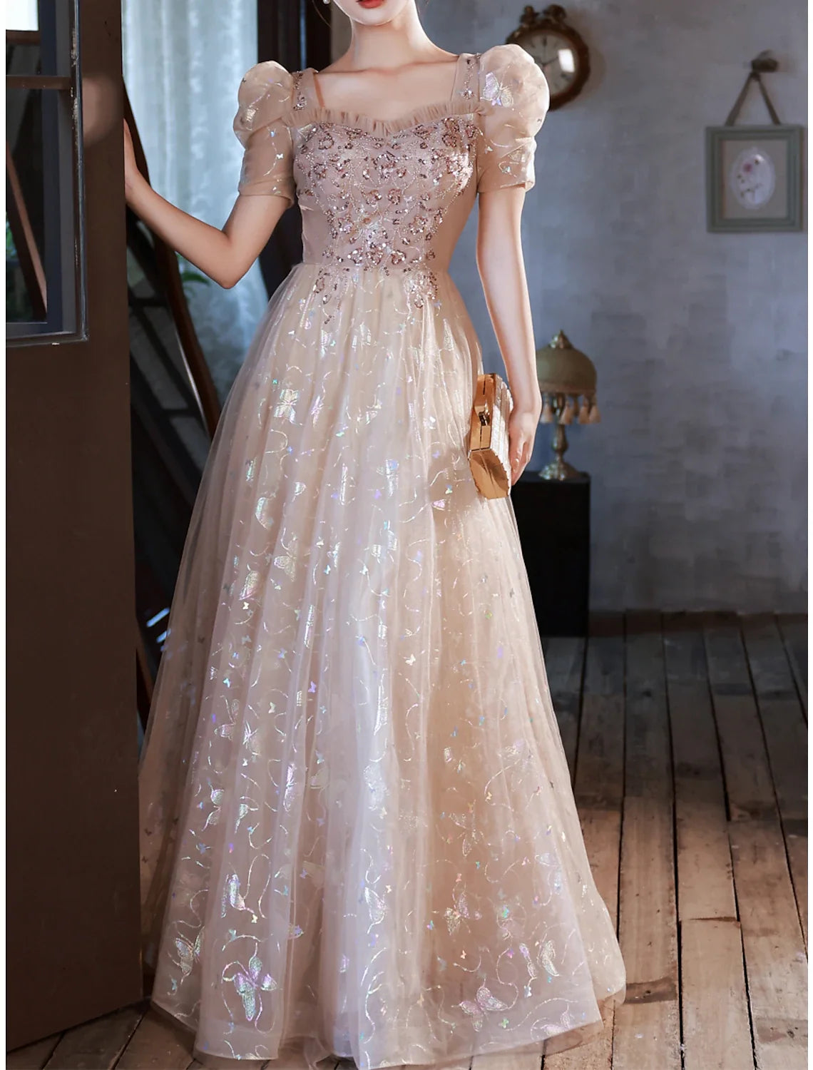 A-Line Sweetheart Satin Applique Floor-Length Prom Dress - Chloe Dress