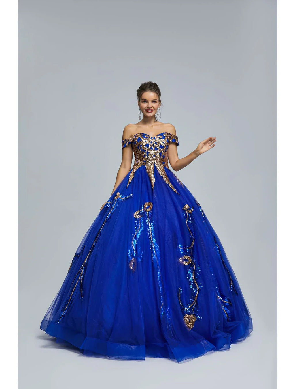 Ball Gown Off-Shoulder Tulle Sleeveless Floor-Length Prom Gown - Chloe Dress