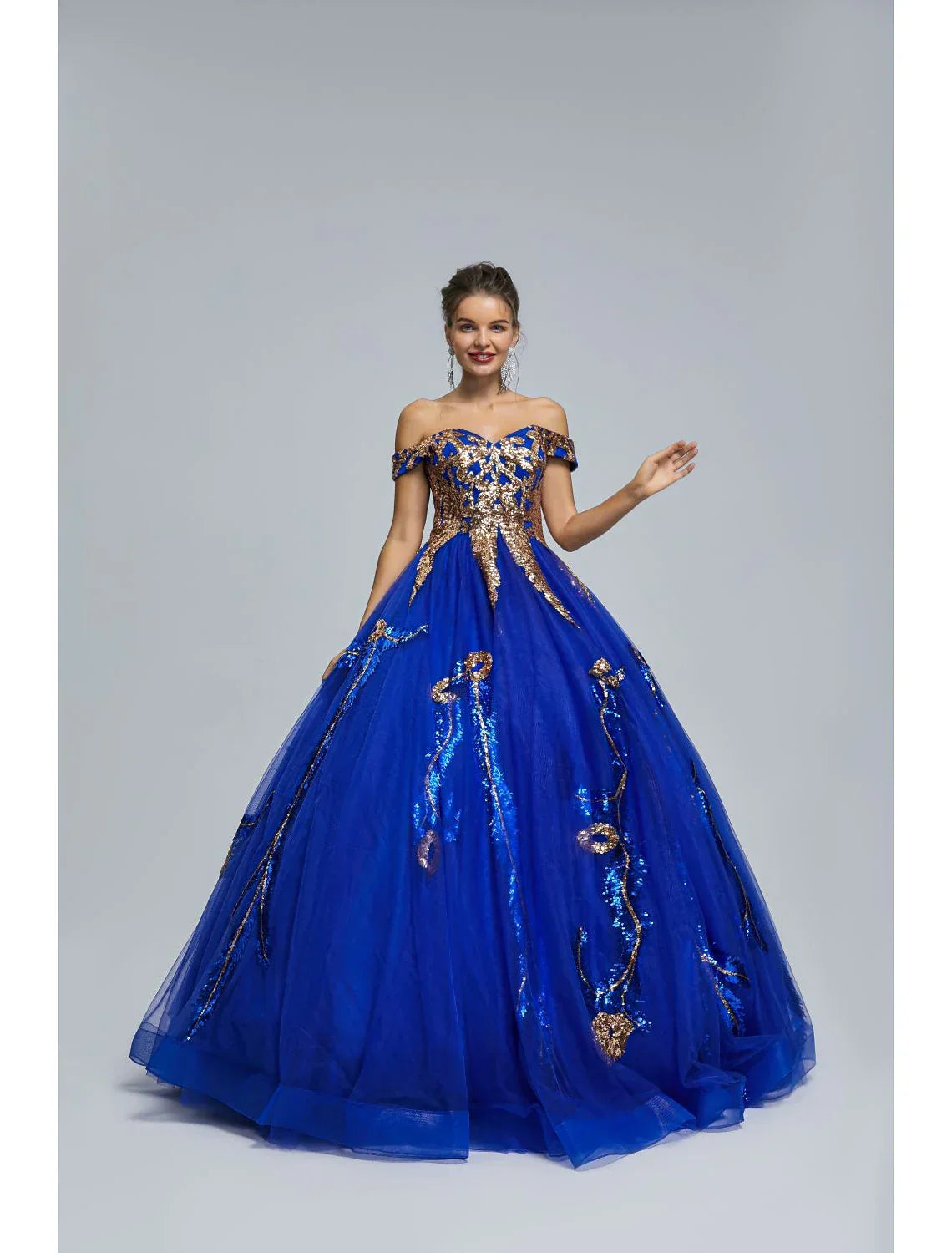 Ball Gown Off-Shoulder Tulle Sleeveless Floor-Length Prom Gown - Chloe Dress