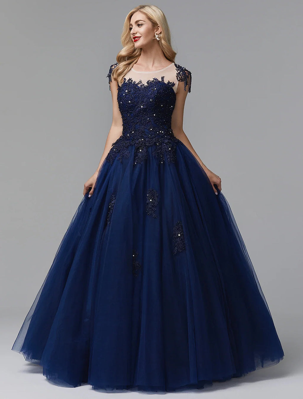Ball Gown Off-Shoulder Satin Long Sleeve Train Prom Gown - Chloe Dress