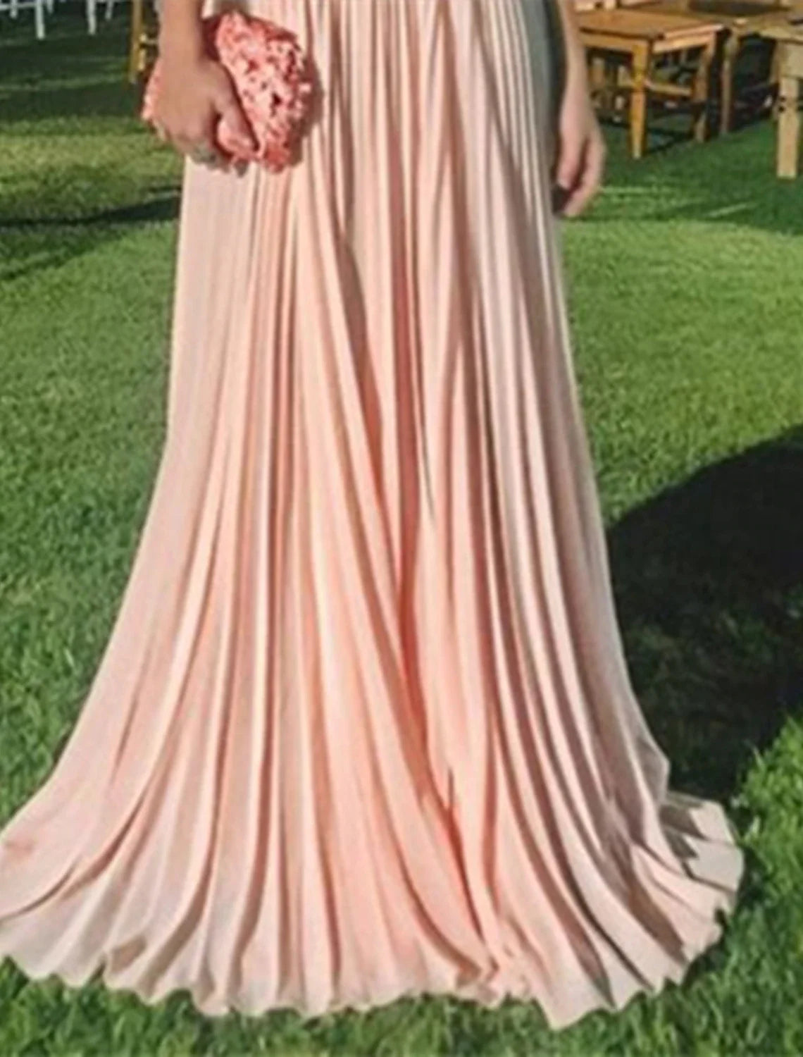 A-Line V-Neck Chiffon Sleeveless Pleated Wedding Dress - Chloe Dress