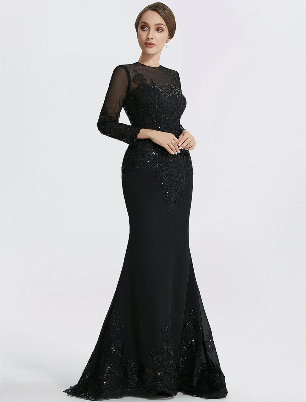 Mermaid Lace Long Sleeve Applique Floor-Length Evening Gown - Chloe Dress