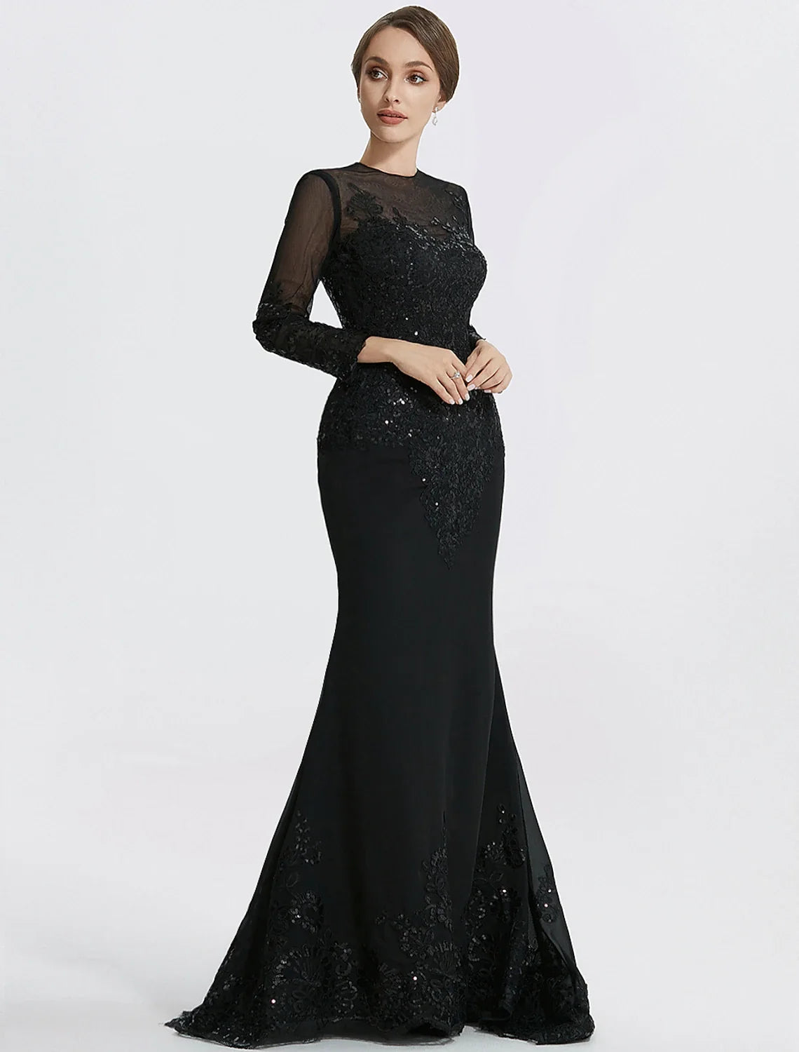 Mermaid Lace Long Sleeve Applique Floor-Length Evening Gown - Chloe Dress