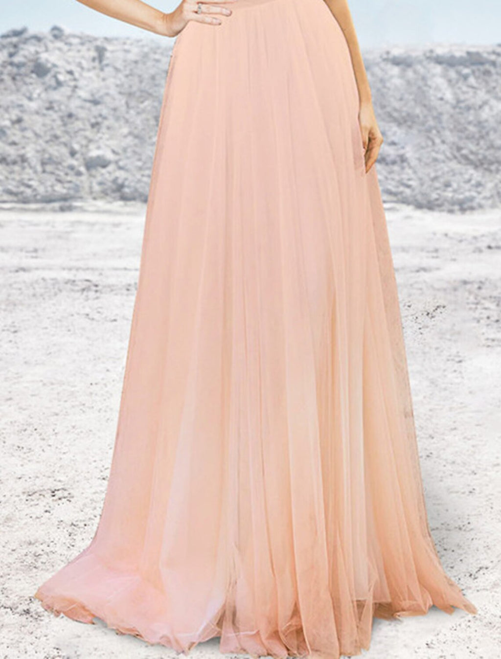 A-Line Strapless Tulle Sleeveless Pleated Evening Gown - Chloe Dress