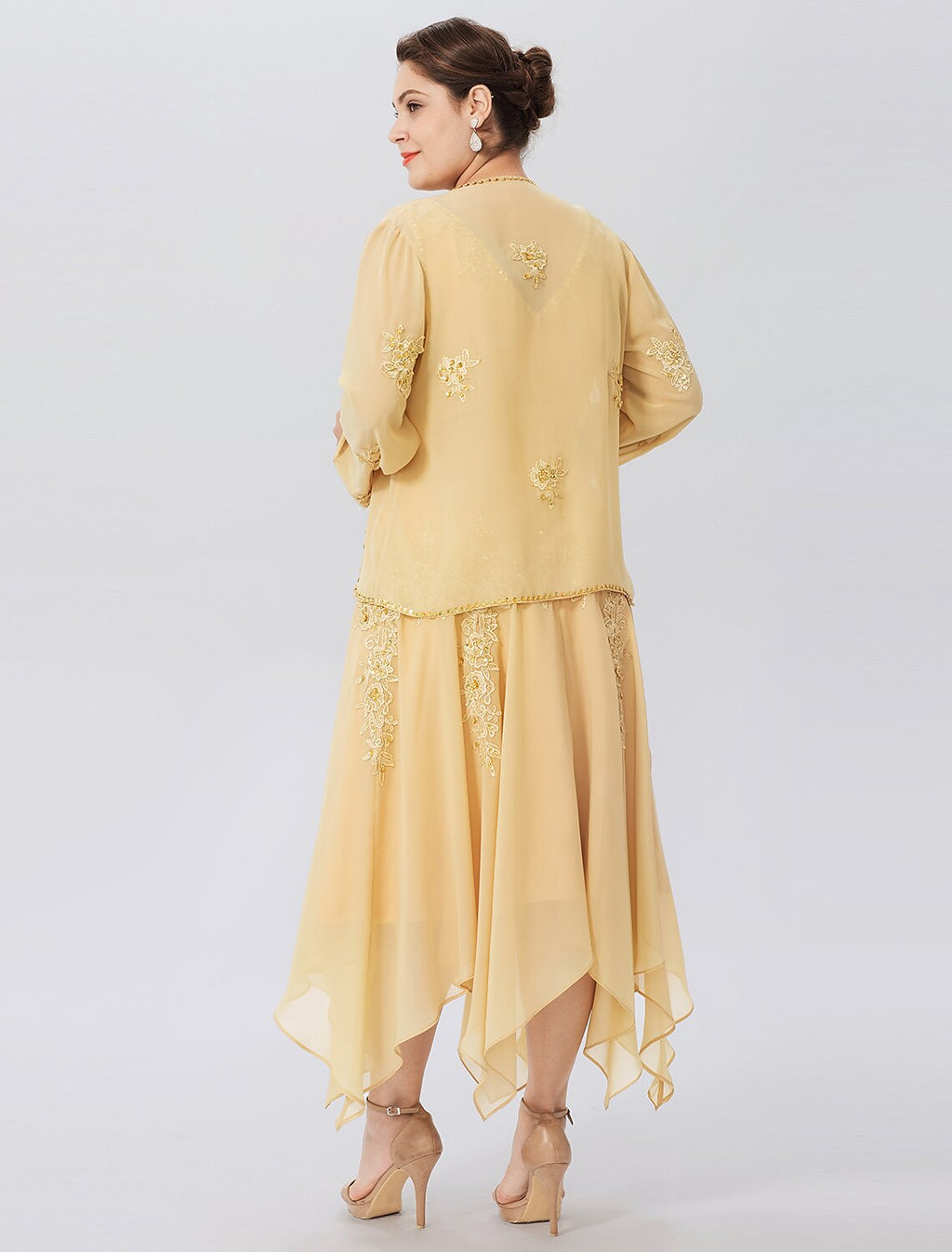 A-Line V-Neck Chiffon Long Sleeve Wrap Formal Dress - Chloe Dress