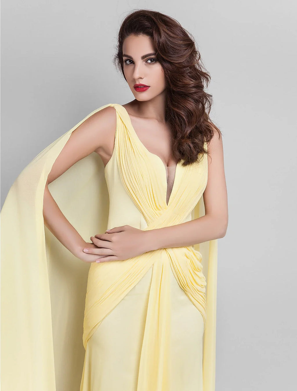 Sheath Plunging Sleeveless Train Prom Dress - Chloe Dress