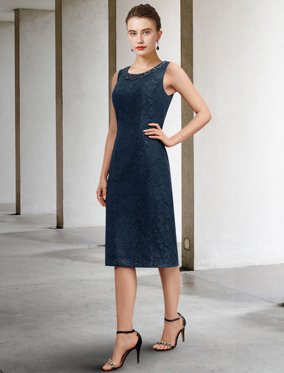 Sheath Chiffon Sleeveless Applique Knee-Length Wedding Dress - Chloe Dress