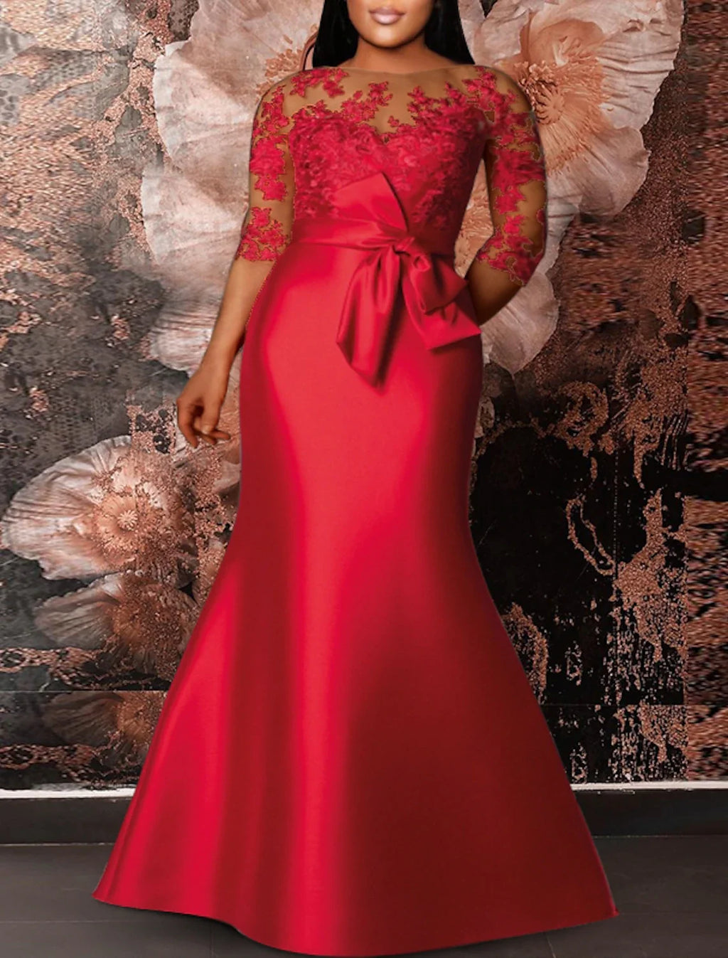 Green Mermaid Satin Applique Floor-Length Wedding Dress - Chloe Dress