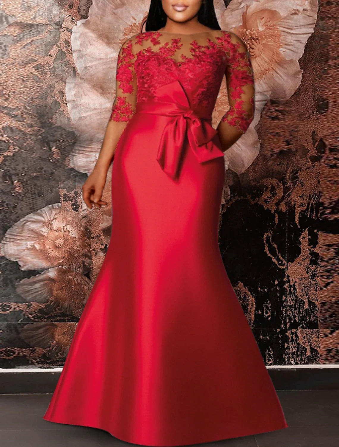 Green Mermaid Satin Applique Floor-Length Wedding Dress - Chloe Dress