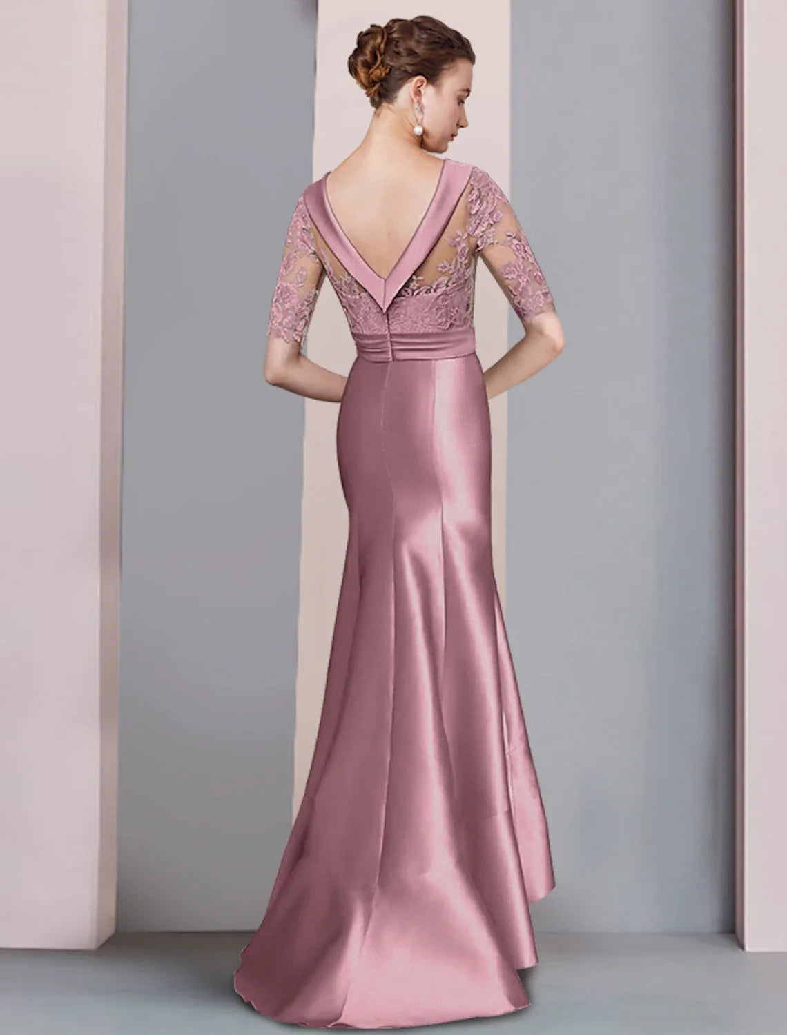 Mermaid High Neck Satin Asymmetric Wedding Dress - Chloe Dress