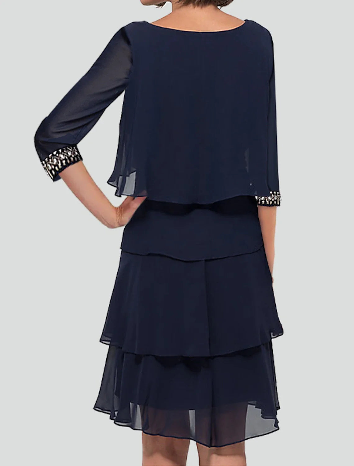 Sheath Chiffon Ruffled Knee-Length Wedding Dress - Chloe Dress