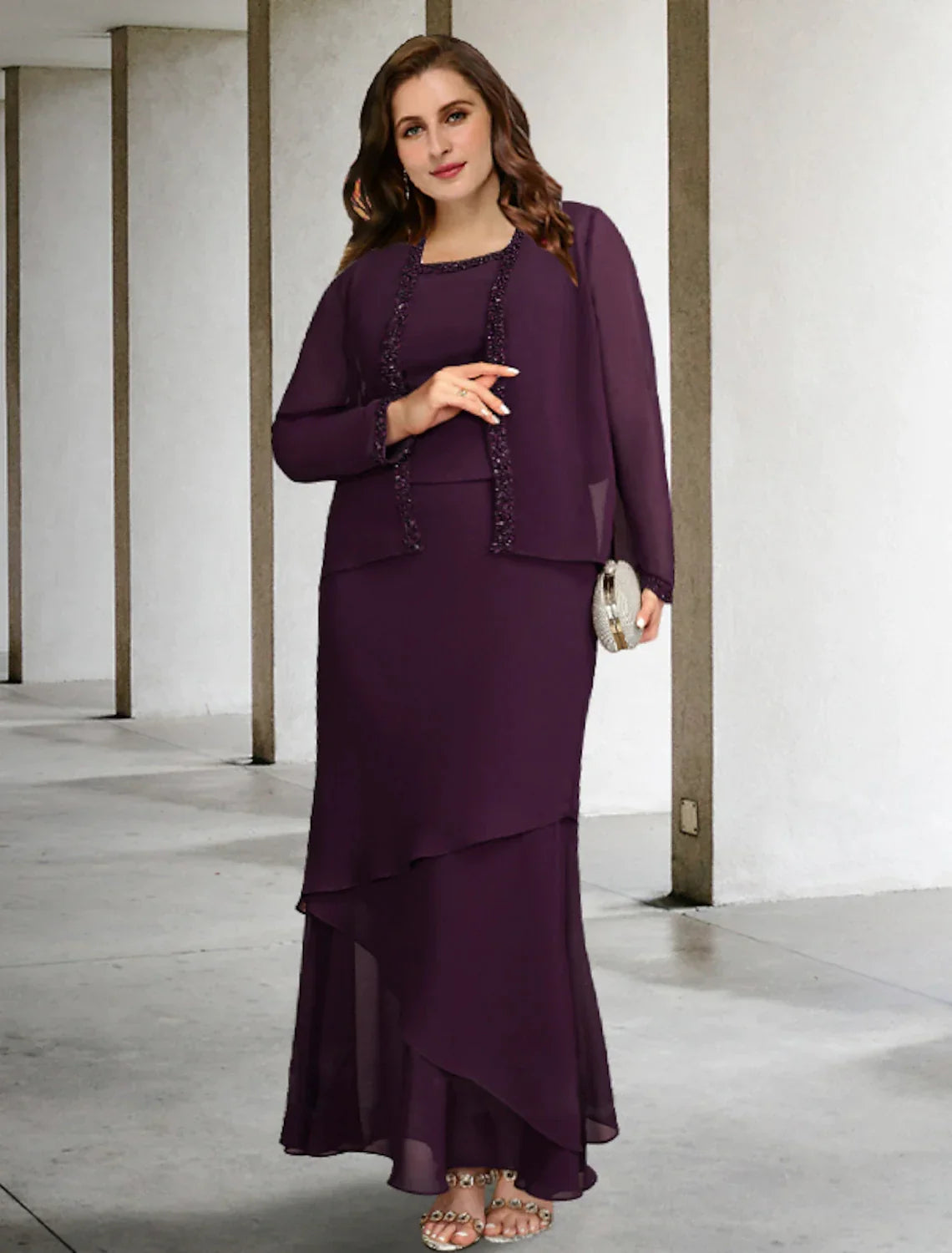 A-Line Square Neck Chiffon Sleeveless Ruffled Ankle-Length Formal Dress - Chloe Dress