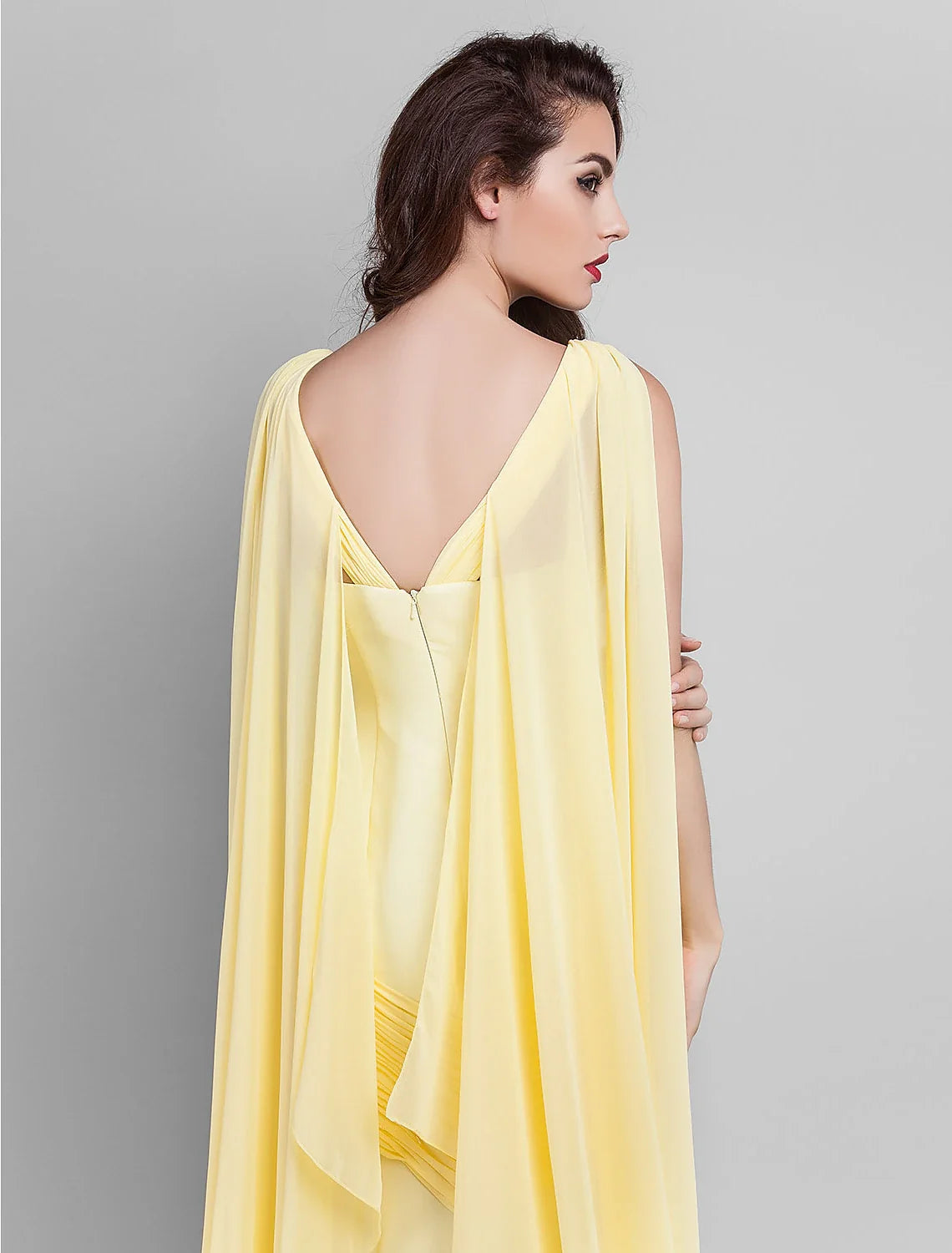 Sheath Plunging Sleeveless Train Prom Dress - Chloe Dress
