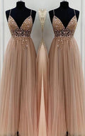 A-Line Chiffon Sleeveless Beaded Floor-Length Prom Dress - Chloe Dress