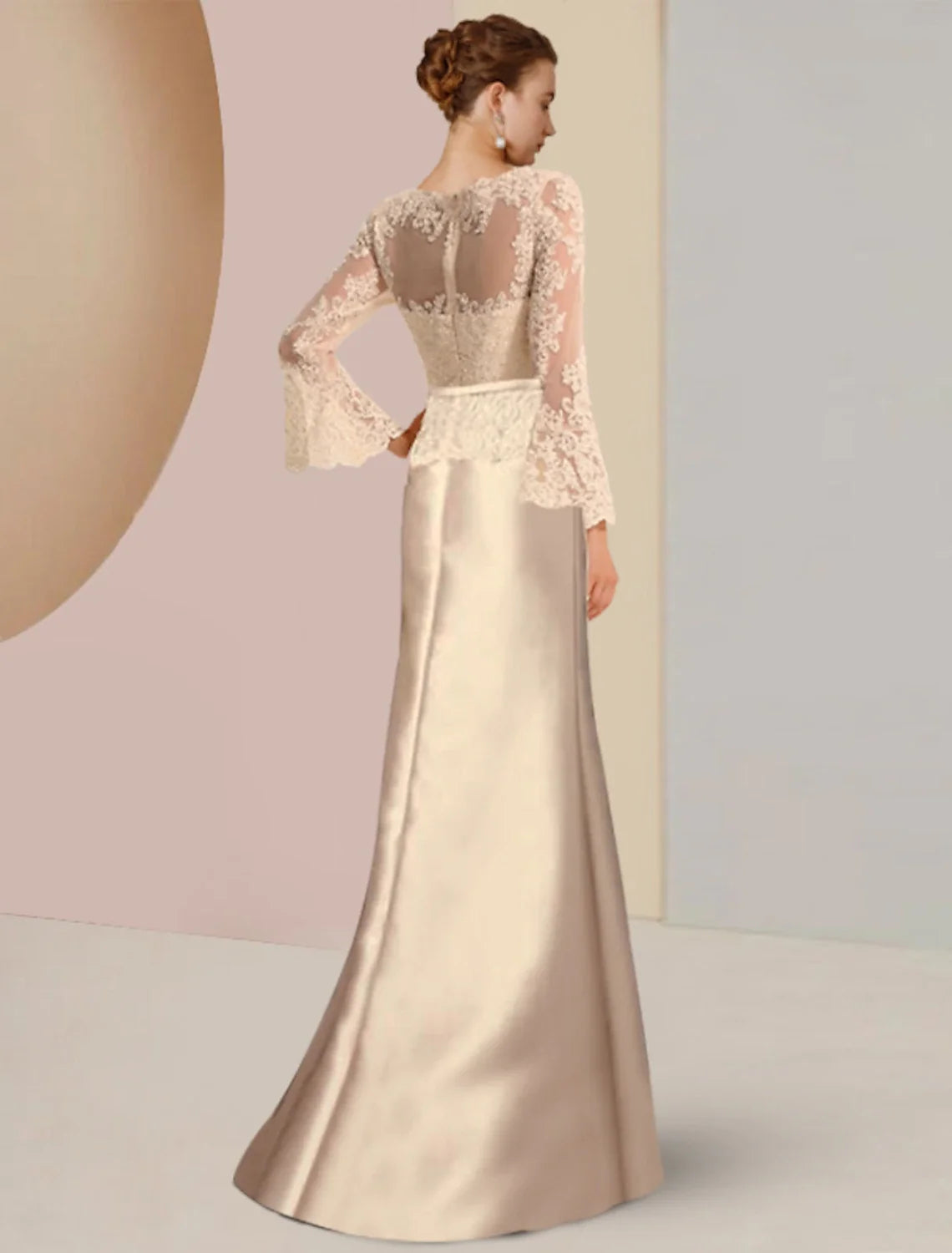 Sheath Satin Long Sleeve Train Wedding Dress - Chloe Dress