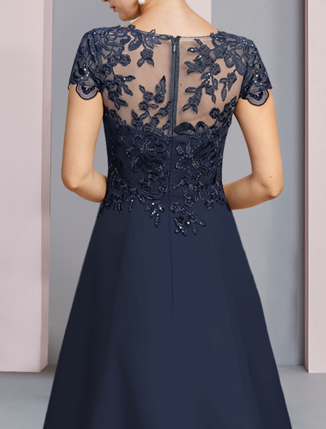 A-Line Satin Short Sleeve Train Mini Wedding Dress - Chloe Dress