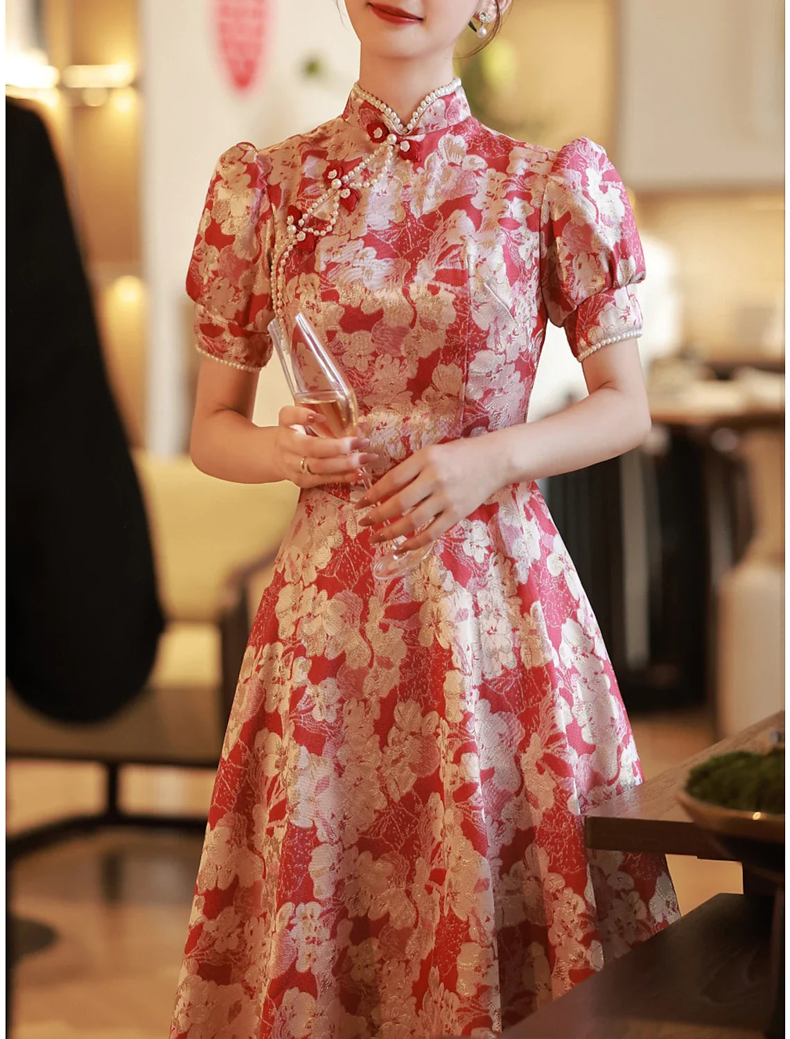 A-Line Satin Floor-Length Evening Gown - Chloe Dress