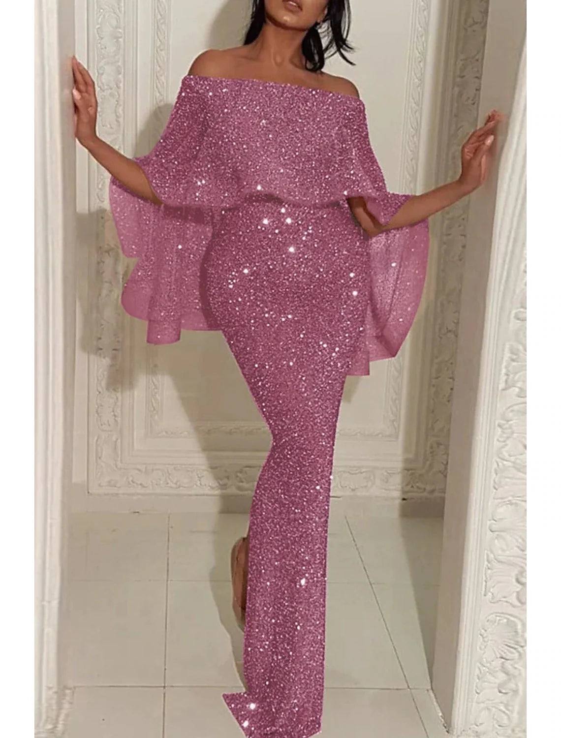 Mermaid Off-Shoulder Sequin Sleeveless High Slit Evening Gown - Chloe Dress