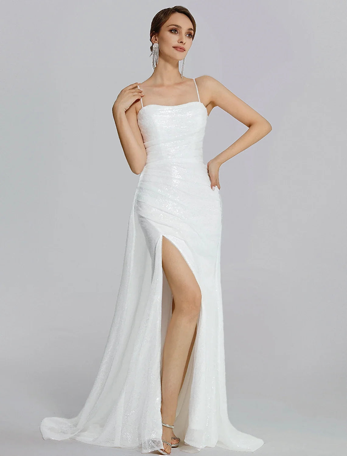 Mermaid Cowl Neck Sequin Sleeveless High Slit Floor-Length Prom Dress - Chloe Dress