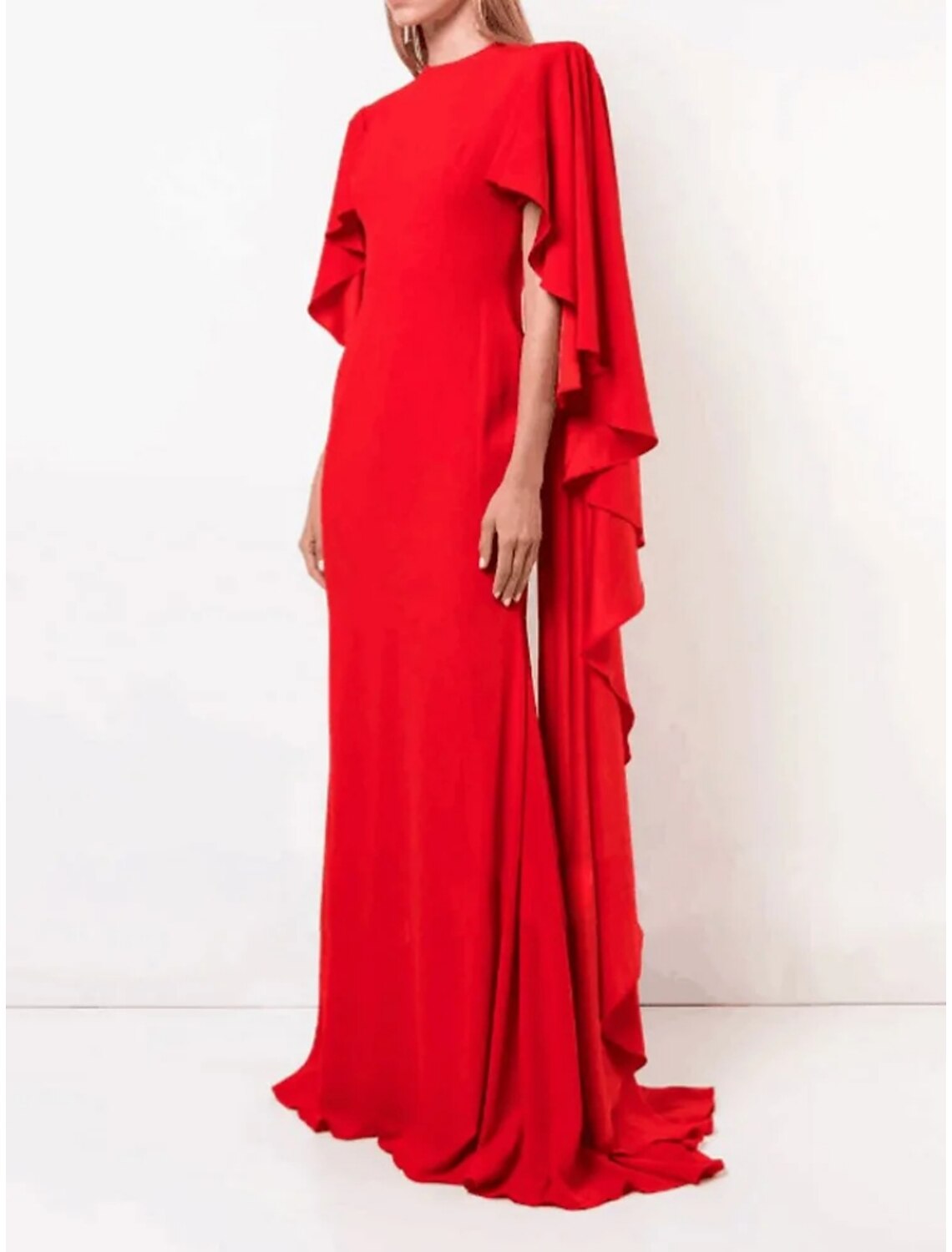 A-Line Chiffon Long Sleeve Ruffled Evening Gown - Chloe Dress