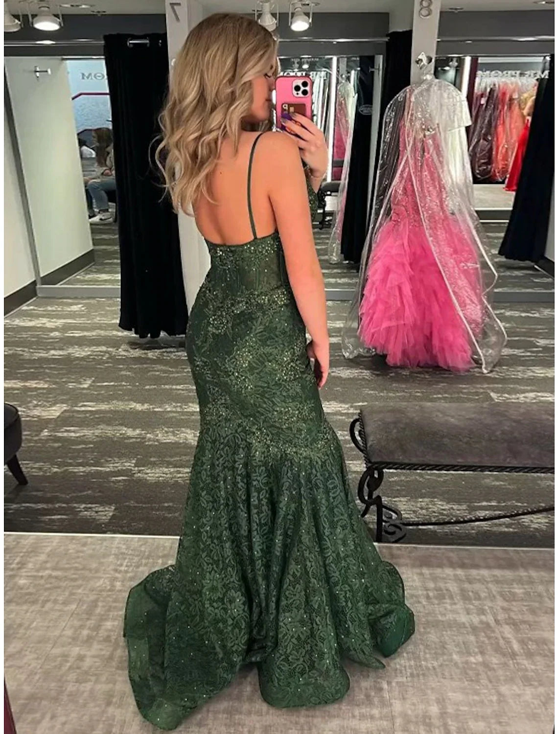 Mermaid Spaghetti Strap Sleeveless Backless Train Floor-Length Evening Gown - Chloe Dress