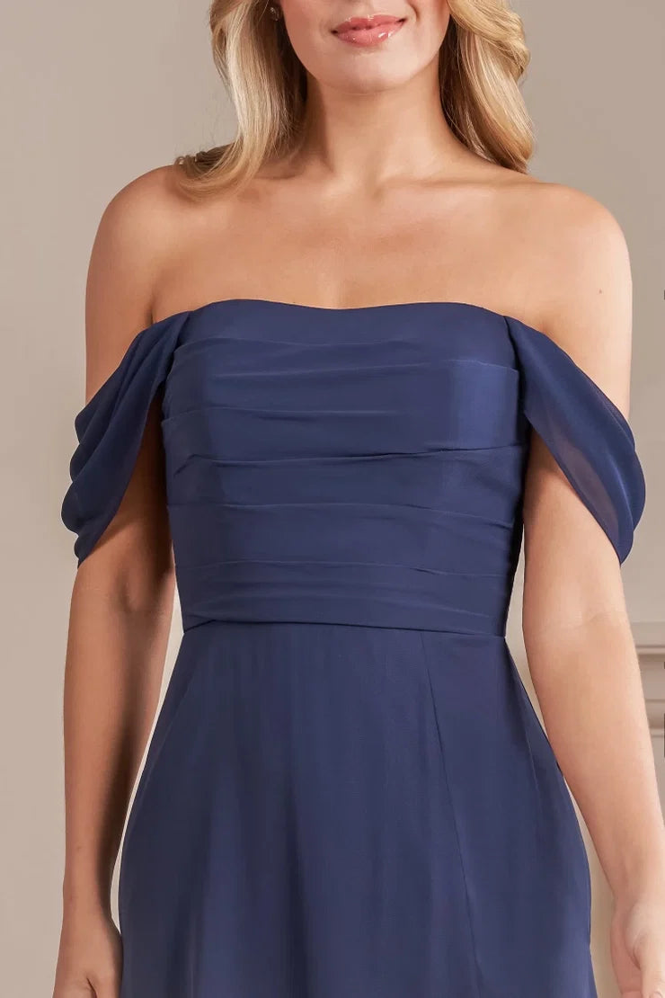 Chiffon Lace-Up Back High Slit Wedding Dress - Chloe Dress