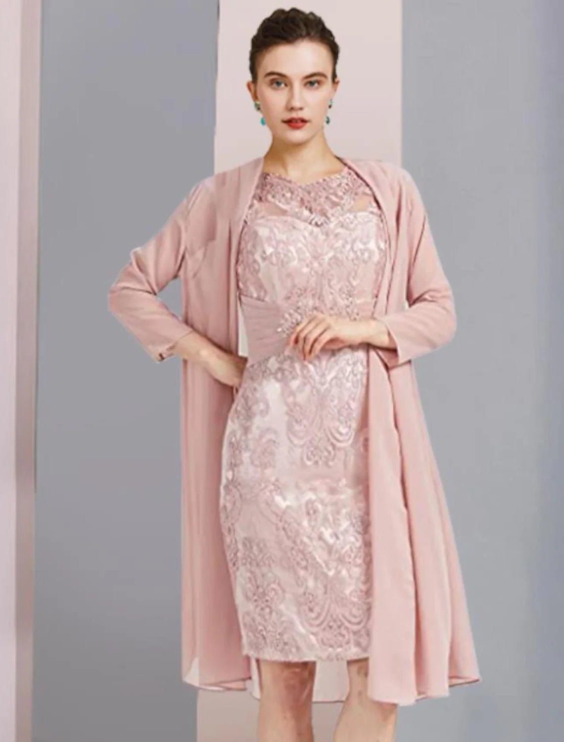 Sheath Chiffon Sleeveless Applique Knee-Length Wedding Dress - Chloe Dress