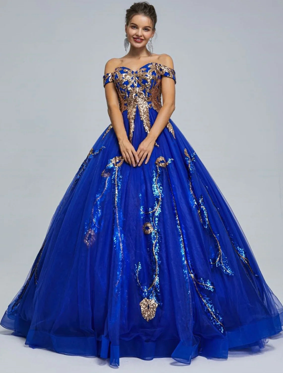 Ball Gown Off-Shoulder Tulle Sleeveless Floor-Length Prom Gown - Chloe Dress