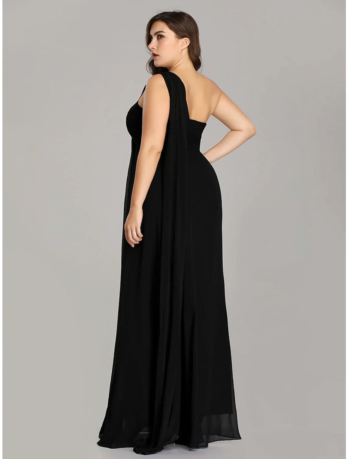A-Line One-Shoulder Chiffon Sleeveless Backless Pleated Floor-Length Evening Gown - Chloe Dress