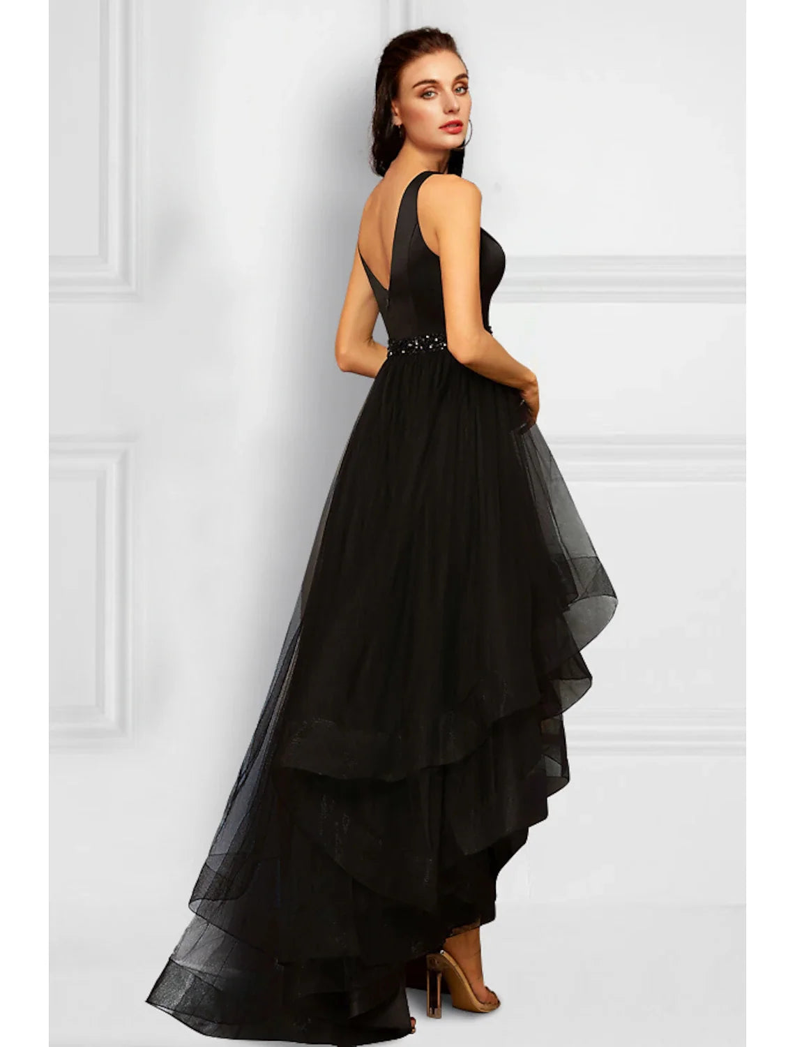A-Line V-Neck Organza Sleeveless Ruffled Cocktail Dress - Chloe Dress