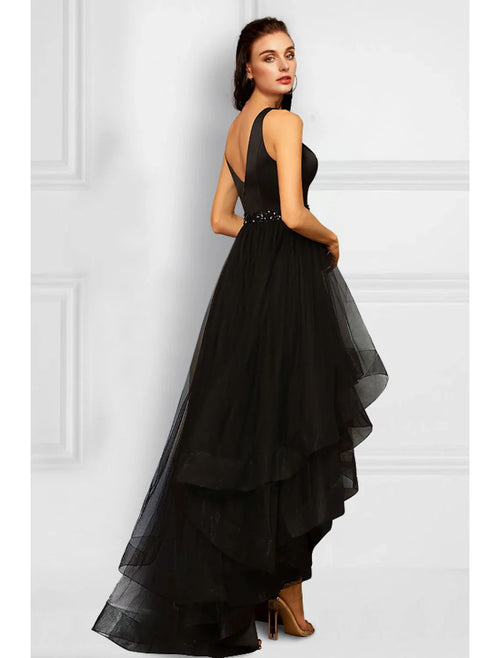A-Line V-Neck Organza Sleeveless Ruffled Cocktail Dress - Chloe Dress