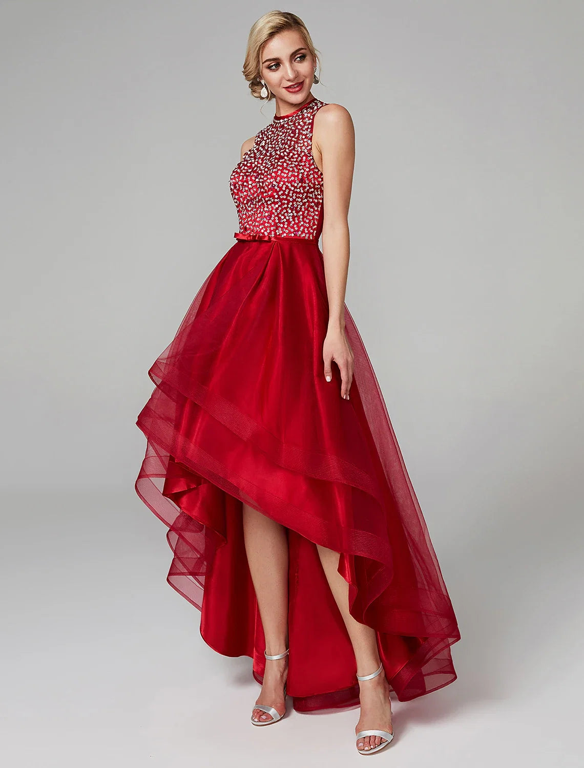 A-Line Satin Sleeveless Asymmetric Wedding Dress - Chloe Dress